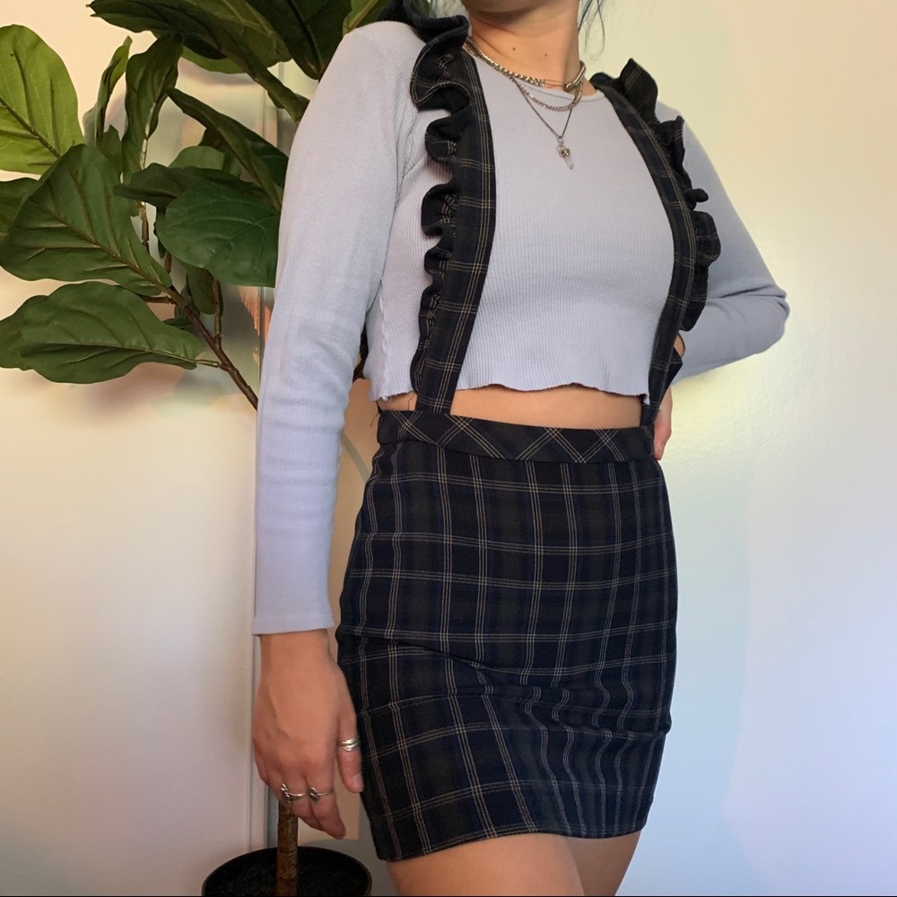 Urban overalls plaid skirt